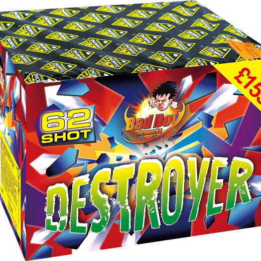 DESTROYER - 62 SHOT-Barrages-Atomic Fireworks Bradford